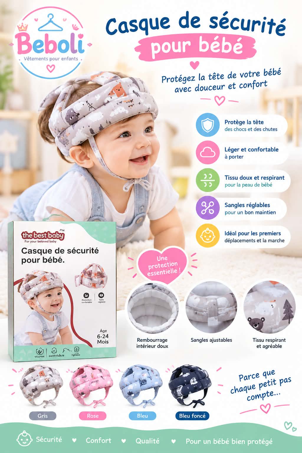 Protège tête pour Bébé - casque de sécurité